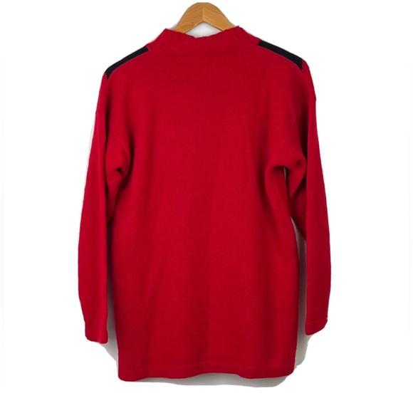 David Jones 100% Lambswool Knit Sweater Jumper Red Argyle Vintage Style L/XL - Picture 6 of 12